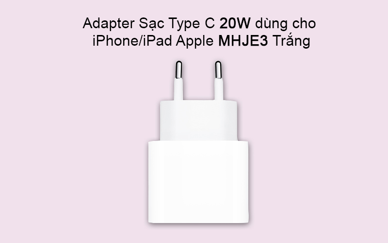 Hình minh họa Adapter Sạc Type C 20W dùng cho iPhone/iPad Apple MHJE3 Trắng